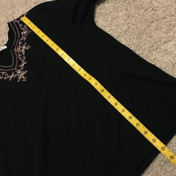 Vintage Black Bohemian Tee With Stitchwork and Beadwork - Picture 13 of 14